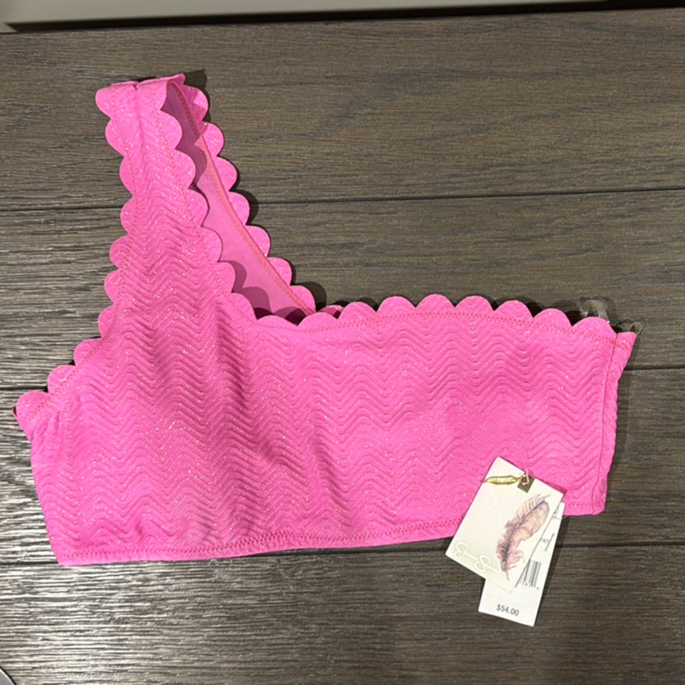 Jessica Simpson Pink Scalloped Swim Top